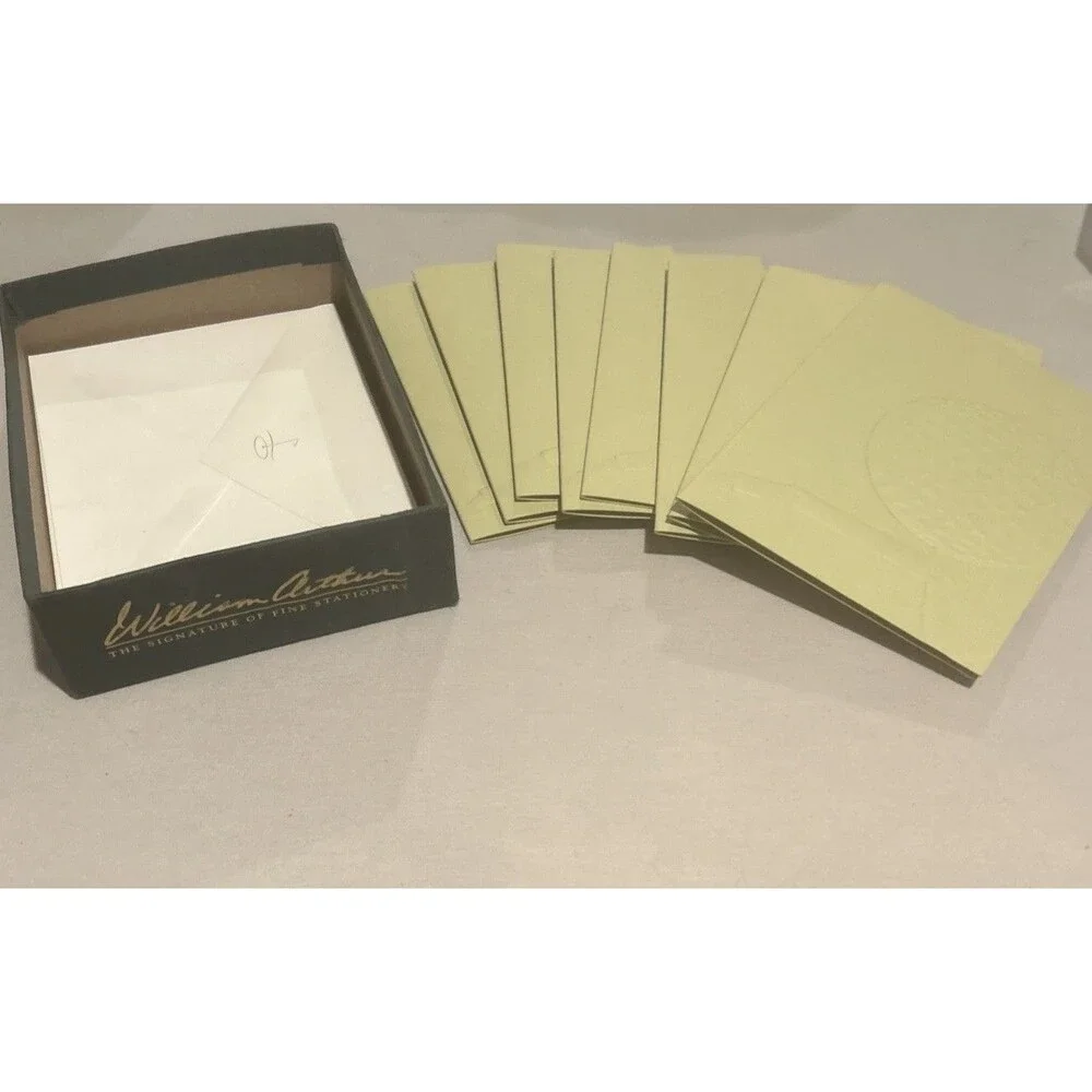 #8732 William Arthur Flat Etched Cards with Lined Envelopes Stationary Set Boxed